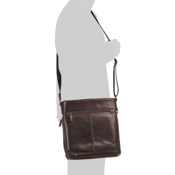 JACK GEORGES Unisex Leather Voyager Buffalo Crossbody - Picture 4 of 4